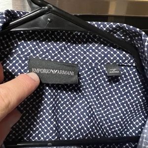Emporio Armani men’s long sleeve navy blue button up shirt